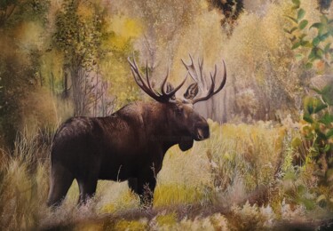 Pintura intitulada "Moose" por Natalya Pyankova, Obras de arte originais, Acrílico