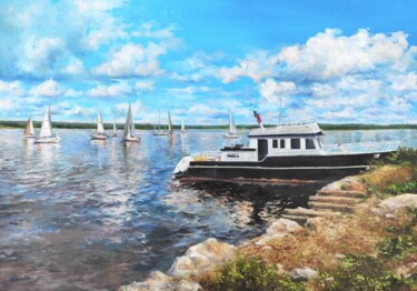 Painting titled "Sailing regatta" by Natalya Pyankova, Original Artwork, Oil