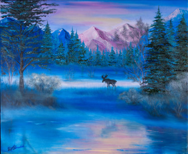 Painting titled "Misty sunrise" by Natalya Sbrodova, Original Artwork, Oil