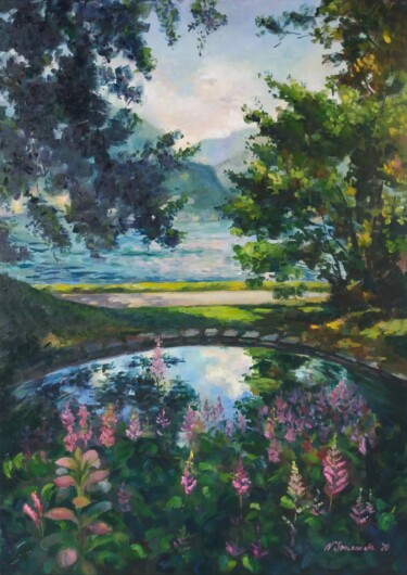 Painting titled "Giardino di Villa M…" by Natalya Smirnova, Original Artwork, Oil