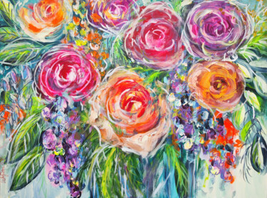Malerei mit dem Titel "Flower Paradise" von Natalya Volynska, Original-Kunstwerk, Acryl