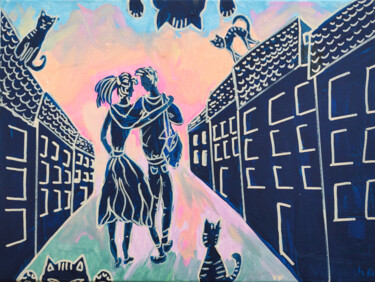 Ζωγραφική με τίτλο "Date Night Love Cou…" από Natalya Volynska, Αυθεντικά έργα τέχνης, Ακρυλικό