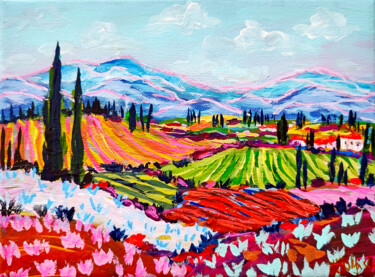 Schilderij getiteld "Provence Landscape…" door Natalya Volynska, Origineel Kunstwerk, Acryl