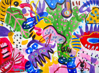 Картина под названием "Funny Mess Colorful…" - Natalya Volynska, Подлинное произведение искусства, Акрил