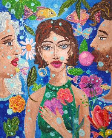 Картина под названием "Phantasie Woman Por…" - Natalya Volynska, Подлинное произведение искусства, Акрил
