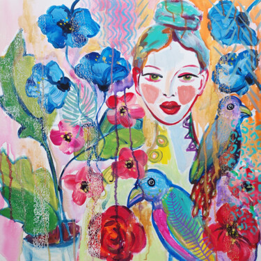 Malerei mit dem Titel "Tropic Garden Origi…" von Natalya Volynska, Original-Kunstwerk, Acryl