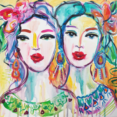 Painting titled "Sisters Original Pa…" by Natalya Volynska, Original Artwork, Acrylic