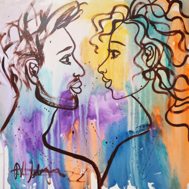 Malerei mit dem Titel "Woman Man Rainbow A…" von Natalya Volynska, Original-Kunstwerk, Acryl
