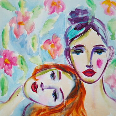 Peinture intitulée "Sisters Original Pa…" par Natalya Volynska, Œuvre d'art originale, Acrylique