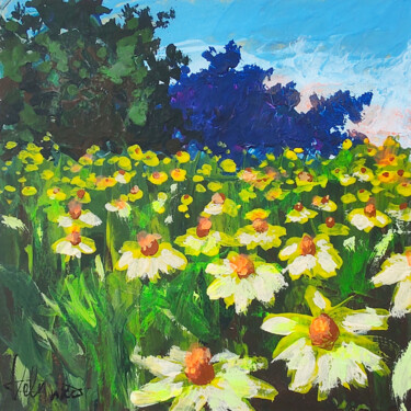 Painting titled "Flower Meadows Land…" by Natalya Volynska, Original Artwork, Acrylic