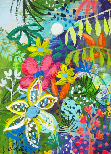 Malerei mit dem Titel "Flower Meadows Pain…" von Natalya Volynska, Original-Kunstwerk, Acryl