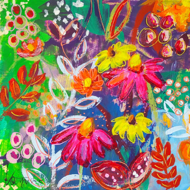 Pintura titulada "Flower Meadows Pain…" por Natalya Volynska, Obra de arte original, Acrílico