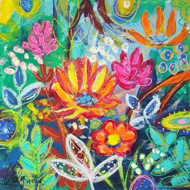 Картина под названием "Flower Meadows Pain…" - Natalya Volynska, Подлинное произведение искусства, Акрил
