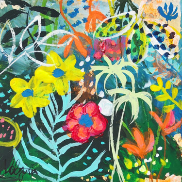 Картина под названием "Flowers abstract mi…" - Natalya Volynska, Подлинное произведение искусства, Акрил
