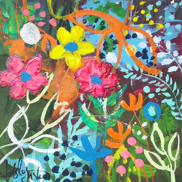 Schilderij getiteld "Flower Meadow Paint…" door Natalya Volynska, Origineel Kunstwerk, Acryl