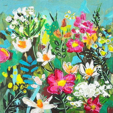 Malerei mit dem Titel "Flowers Meadow Mini…" von Natalya Volynska, Original-Kunstwerk, Acryl