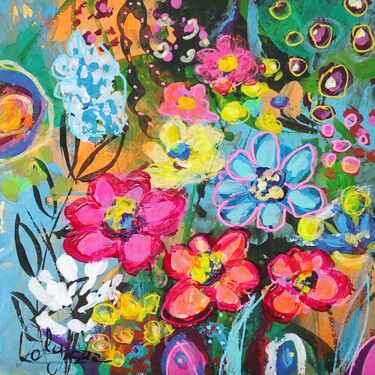 Peinture intitulée "Flowers abstract mi…" par Natalya Volynska, Œuvre d'art originale, Acrylique