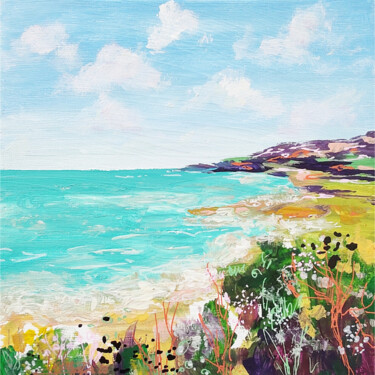 Pittura intitolato "Seascape Beach pain…" da Natalya Volynska, Opera d'arte originale, Acrilico