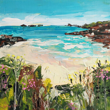 Painting titled "Seascape Beach Flow…" by Natalya Volynska, Original Artwork, Acrylic