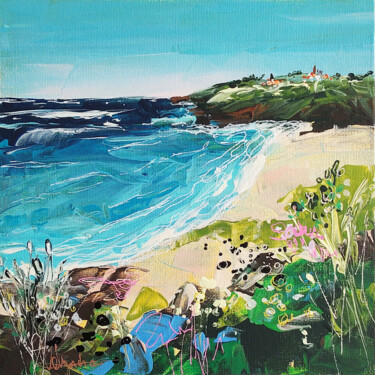 Painting titled "Seascape Beach Flow…" by Natalya Volynska, Original Artwork, Acrylic