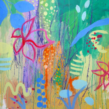 Pintura intitulada "Tropical garden big…" por Natalya Volynska, Obras de arte originais, Acrílico
