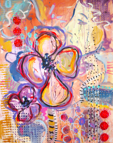 Painting titled "Flower big abstract…" by Natalya Volynska, Original Artwork, Acrylic