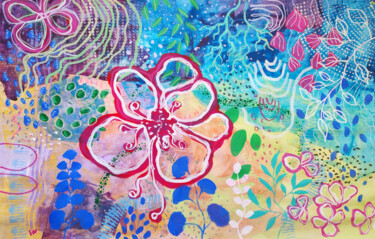 Malerei mit dem Titel "Tropical garden ori…" von Natalya Volynska, Original-Kunstwerk, Acryl