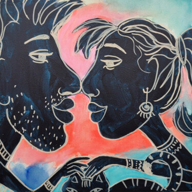 Painting titled "Eskimo Kiss Love Co…" by Natalya Volynska, Original Artwork, Acrylic