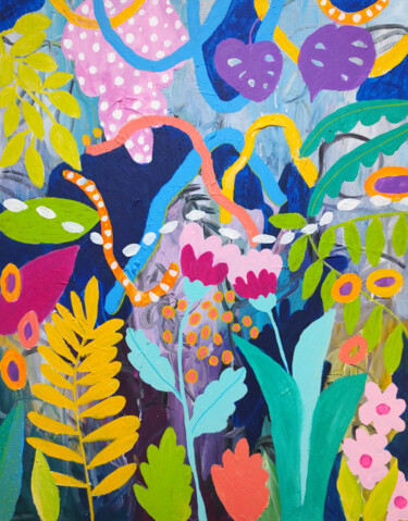 Peinture intitulée "Tropical garden ori…" par Natalya Volynska, Œuvre d'art originale, Acrylique