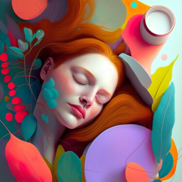 Arts numériques intitulée "Sleeping Woman Flow…" par Natalya Volynska, Œuvre d'art originale, Image générée par l'IA