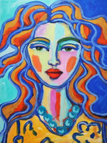 Peinture intitulée "Ibiza Girl Original…" par Natalya Volynska, Œuvre d'art originale, Acrylique