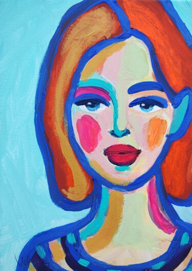 Malerei mit dem Titel "Spring Mood Woman P…" von Natalya Volynska, Original-Kunstwerk, Acryl