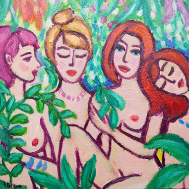 Painting titled "Hawaii Girls Origin…" by Natalya Volynska, Original Artwork, Oil