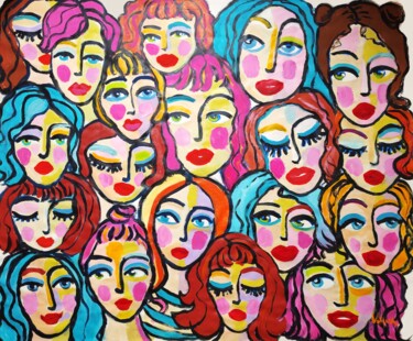 Картина под названием "Girls Painting Big…" - Natalya Volynska, Подлинное произведение искусства, Акрил