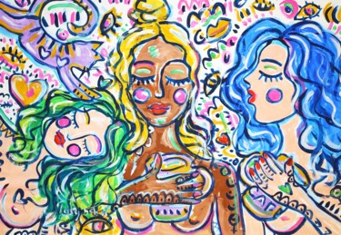 绘画 标题为“Late Breakfast Girl…” 由Natalya Volynska, 原创艺术品, 丙烯