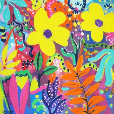 Schilderij getiteld "Zitrone Flower Pain…" door Natalya Volynska, Origineel Kunstwerk, Acryl