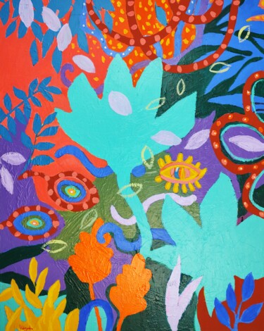 Malerei mit dem Titel "Night Garden Expres…" von Natalya Volynska, Original-Kunstwerk, Acryl