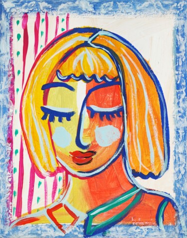 Schilderij getiteld "Reading Girl Abstac…" door Natalya Volynska, Origineel Kunstwerk, Acryl