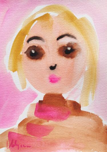 Pintura titulada "Blond Mädchen Origi…" por Natalya Volynska, Obra de arte original, Acuarela