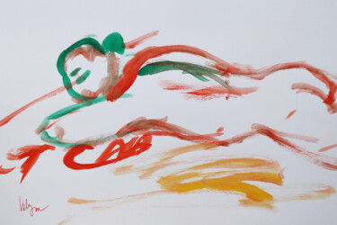 Peinture intitulée "Schlafender Mann Ak…" par Natalya Volynska, Œuvre d'art originale, Aquarelle