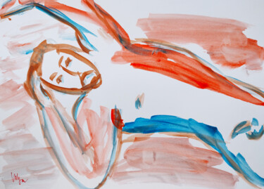 Pintura intitulada "Liegender Mann Akt…" por Natalya Volynska, Obras de arte originais, Aquarela
