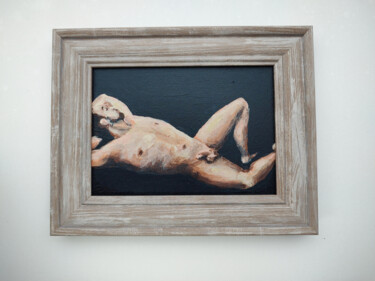 Pintura titulada "Dreaming Man Nude O…" por Natalya Volynska, Obra de arte original, Acrílico Montado en Cartulina