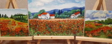 Painting titled "Poppy summer" by Natalya Yurina, Original Artwork, Oil
