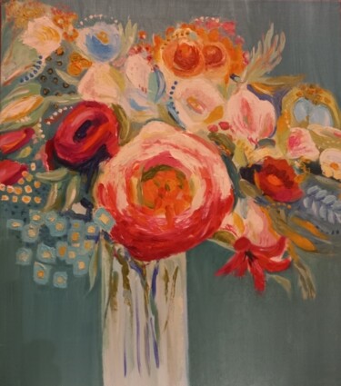 Schilderij getiteld "Flowers for you" door Natalya Yurina, Origineel Kunstwerk, Olie