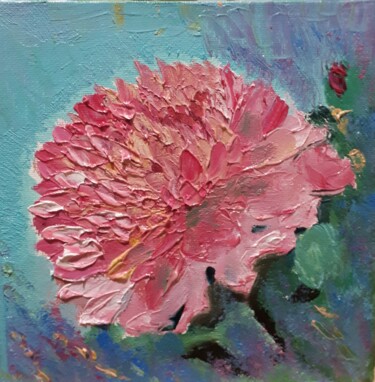 Painting titled "pink  peony" by Natalya Yurina, Original Artwork, Oil