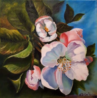 Painting titled "Apple blossom" by Natalya Yurina, Original Artwork, Oil