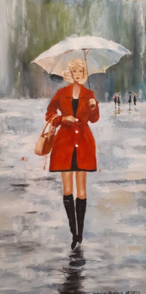 Картина под названием "under the umbrella" - Natalya Yurina, Подлинное произведение искусства, Масло