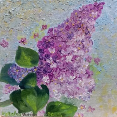 Painting titled "lilac branch" by Natalya Yurina, Original Artwork, Oil