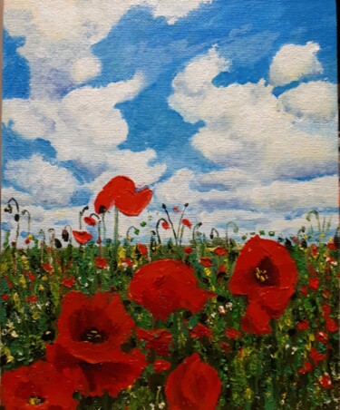 Painting titled "Painting with flowe…" by Natalya Yurina, Original Artwork, Oil