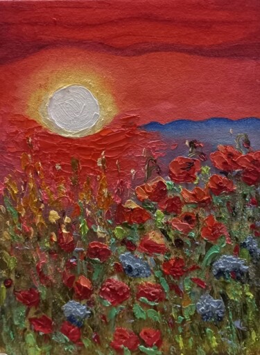 Peinture intitulée "Poppys summer" par Natalya Yurina, Œuvre d'art originale, Huile
